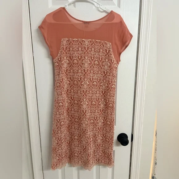 Sundance Coral Lace Mini Dress - Picture 3 of 3